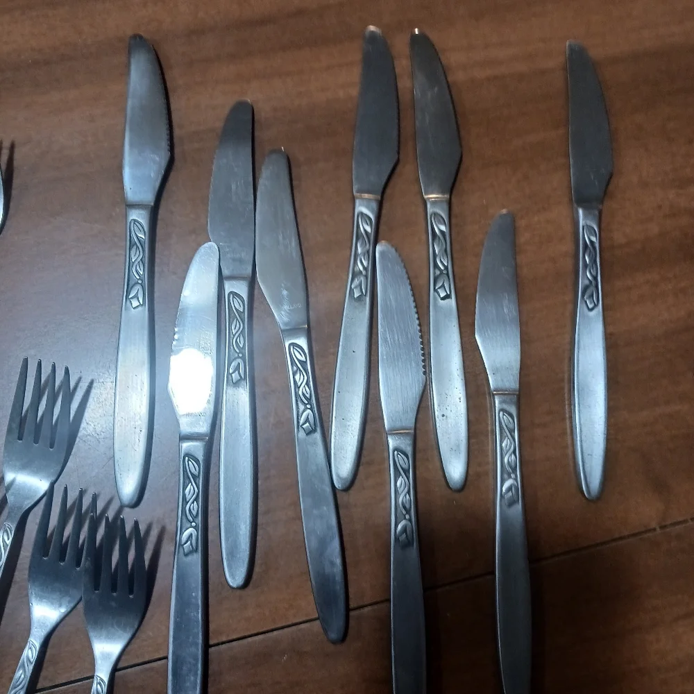 Lot Of 34 Amefa Flatware Holland Tulips Forks Knives Spoons